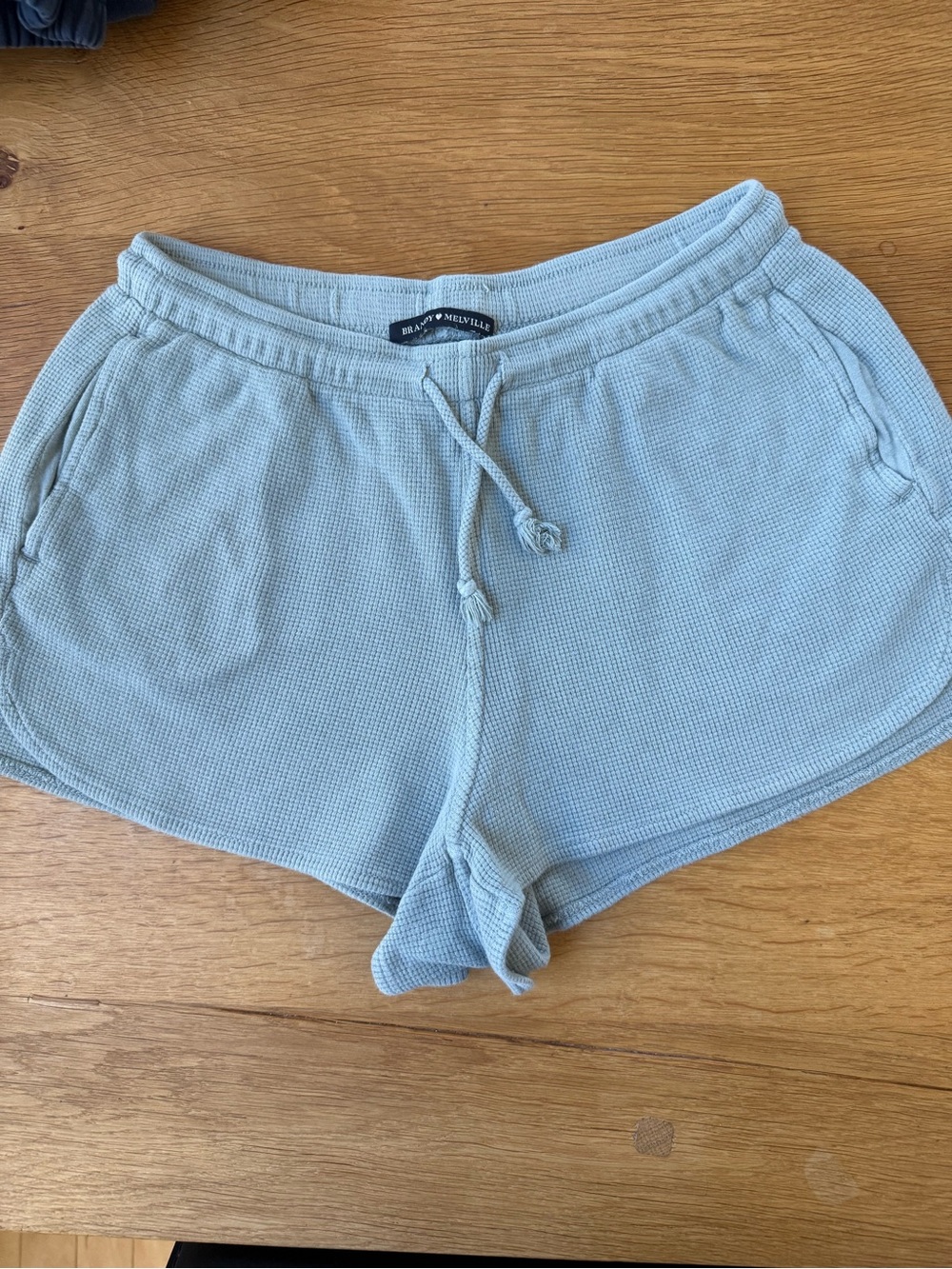 Brandy Melville Light Green Waffle Knit Lounge Shorts